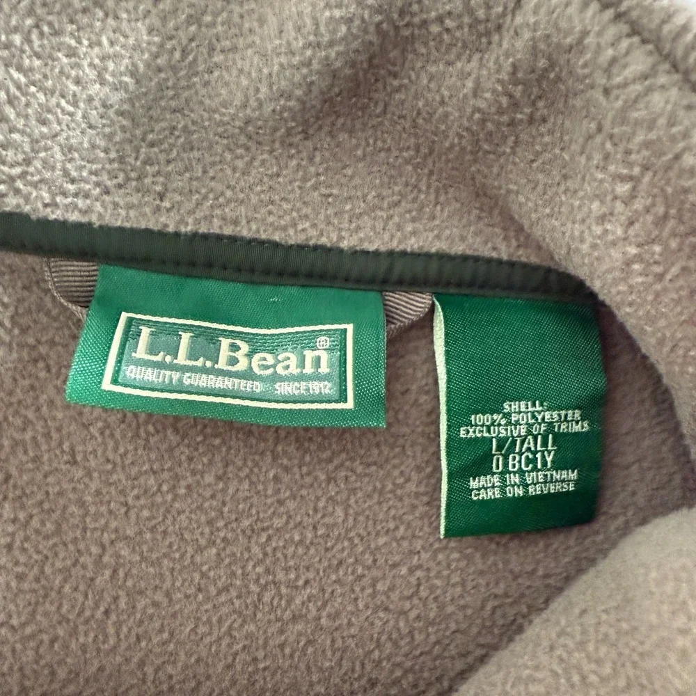 LL Bean Jacket Mens Large Tall LT Gray Fleece‎ Full Zip Outdoor Hiking Camping
